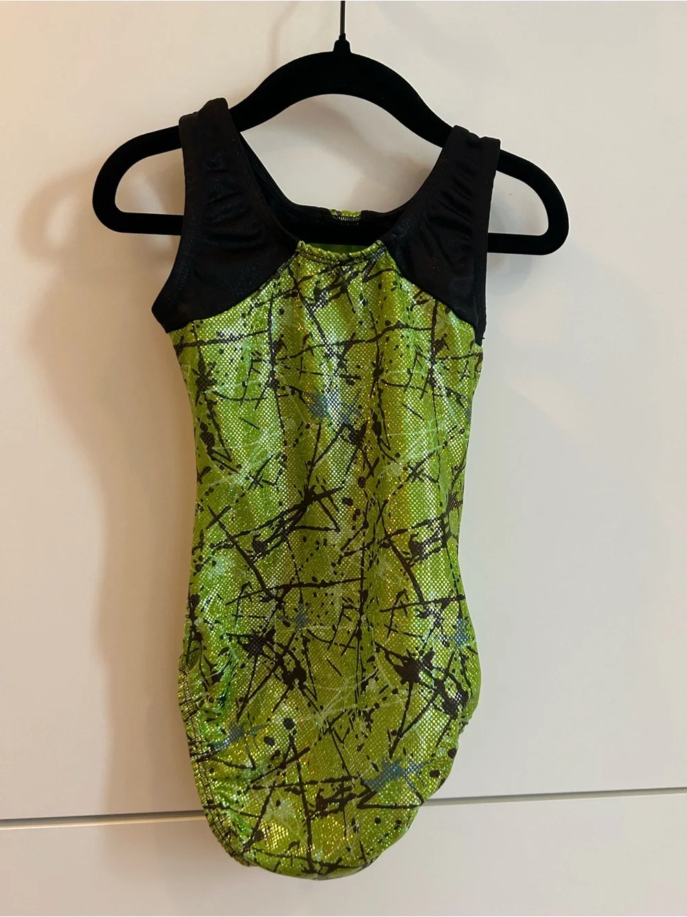 Snowflake Girls' Green Metallic Splash Gymnastics Leotard - Child’s Medium
